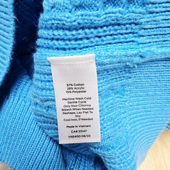 Talbots Sweater Womens Size XL Turquoise Cable Knit Button Shoulder Stretch NWT - Picture 9 of 9